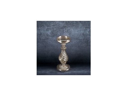 Üveg gyertyatartó 12B LED lámpákkal 10 x 24 cm pezsgő színben