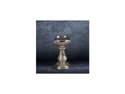 Üveg gyertyatartó 13A LED lámpákkal 10 x 20 cm pezsgő színben