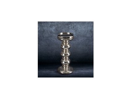 Üveg gyertyatartó 15B LED lámpákkal 11 x 25 cm pezsgő színben