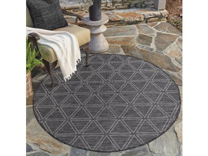 Csipke körszőnyeg PALM B3073A fekete