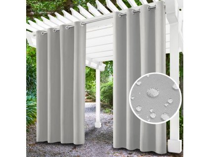 Kerti függöny karikás, pavilonhoz - világosszürke - 03