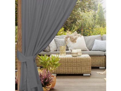 Sötétszürke kerti függöny a pavilonhoz