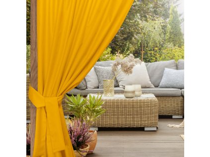 Sárga kerti függöny a pavilonhoz