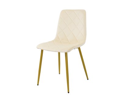Bársony étkezőszék Karo krém arany lábakkal