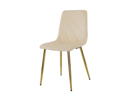 Bársony étkezőszék Karo krém arany króm lábak
