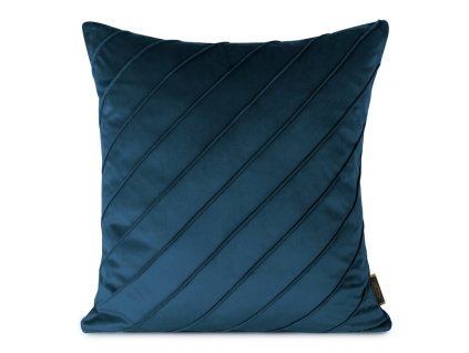 Bársony párnahuzat NALA 3 geometrikus varrással - sötétkék