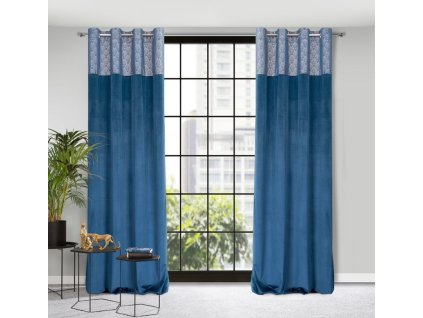 AGNES Bársonyfüggöny elegáns gránátkék mintával