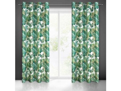 1006254 davos bársonyfüggöny kerekeken fehér monstera levélmintával