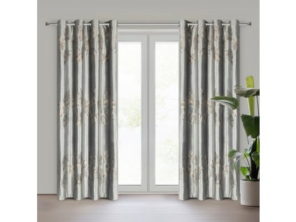 Lapmintával díszített Bársonyfüggöny IDALIA - ezüst