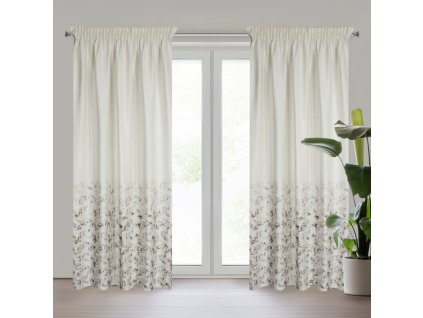 Bársonyfüggöny MARIELA finom gallymintával díszítve - krém