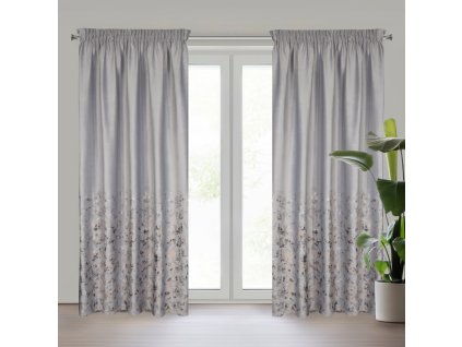 Bársonyfüggöny MARIELA finom gallymintával díszítve - ezüst