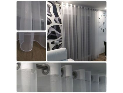 Fehér függöny SHINE ólomszállal - szélesség 600 cm x h. 255 cm - rögzítőszalag 1