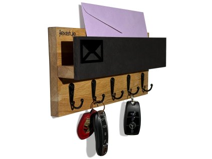 Fából készült fali akasztó kulcsokhoz és postához