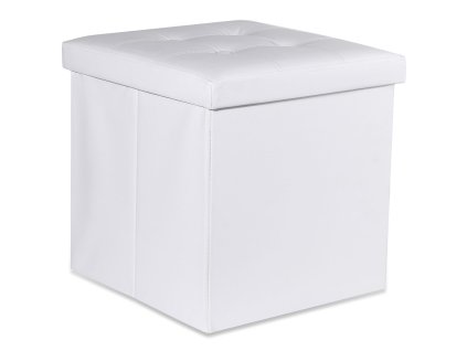 Összecsukható zsámoly tárolóhellyel L - fehér ökobőr