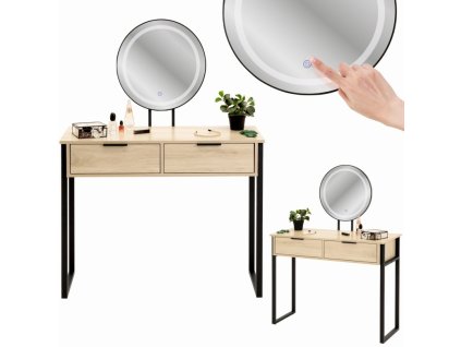 LOFT stílusú fésülködőasztal LED-es tükörrel