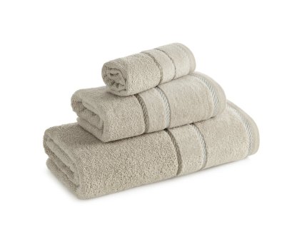 NEL pamut frottír törölköző bársony szegéllyel - bézs (Törölköző mérete 30x50 cm)