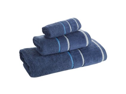 NEL pamut frottír törölköző bársony szegéllyel - kék (Törölköző mérete 30x50 cm)