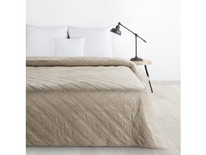 Bársonyos ágytakaró LUIZ fényes mintával - bézs (Dobási méret (szélesség x hossz) 170x210 cm)