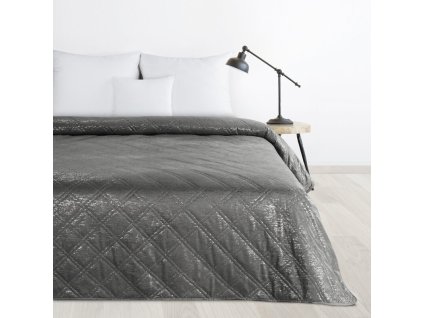 Bársony ágytakaró LUIZ fényes mintával - acélszürke (Dobási méret (szélesség x hossz) 170x210 cm)
