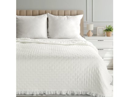 Ágytakaró fodros szegéllyel LIBI3 krémszínű (Dobási méret (szélesség x hossz) 170x210 cm)