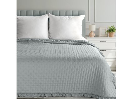 Ágytakaró fodros szegéllyel LIBI3 ezüst (Dobási méret (szélesség x hossz) 170x210 cm)