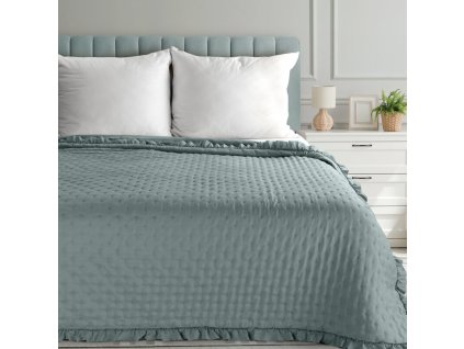 Ágytakaró fodros szegéllyel LIBI3 zsályazöld (Dobási méret (szélesség x hossz) 170x210 cm)