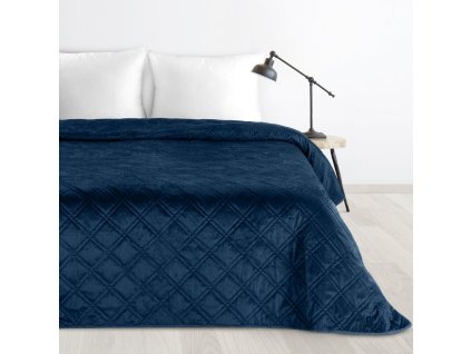 Bársony ágytakaró LUIZ8 sötétkék színben (Dobási méret (szélesség x hossz) 170x210 cm)