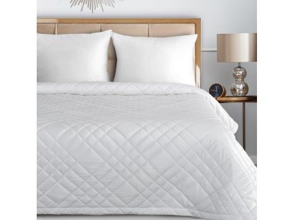 Elegáns bársony ágytakaró RIA6 - fehér (Dobási méret (szélesség x hossz) 170x210 cm)