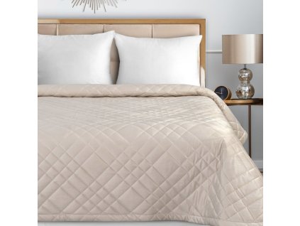 Elegáns bársony ágytakaró RIA6 - krémszínű (Dobási méret (szélesség x hossz) 170x210 cm)