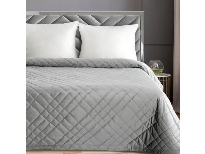 Elegáns bársony ágytakaró RIA6 - ezüst (Dobási méret (szélesség x hossz) 170x210 cm)