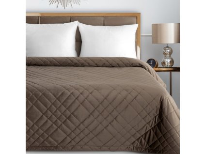 Elegáns bársony ágytakaró RIA6 - barna (Dobási méret (szélesség x hossz) 170x210 cm)