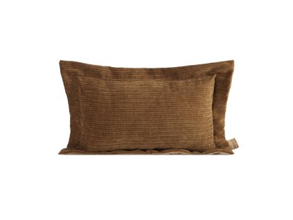 360899 obliecka na vankus zo zenilovej tkaniny eva minge elegant1 v hnedej farbe s jemnymi pruzkami