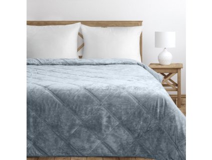 Bársony ágytakaró VELVET1 ezüst színben (Dobási méret (szélesség x hossz) 170x210 cm)
