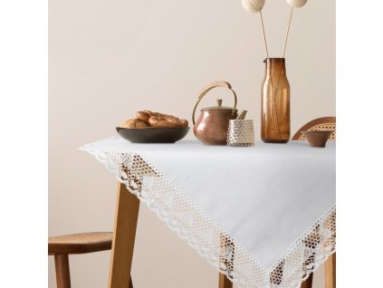 363977 biely obrus na stol s cipkou nataly 85x85cm