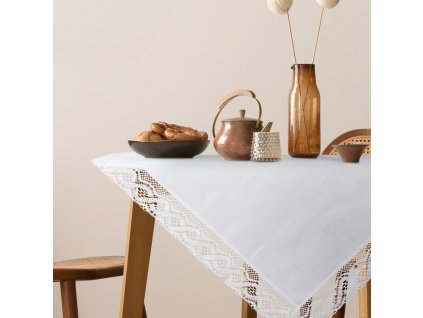 363998 biely obrus na stol s cipkou susan 85x85cm