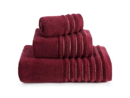 Luxus LUNARI törölköző, fényes bordó cérnával díszítve (Törölköző mérete 30x50 cm)