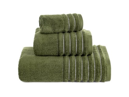 Luxus LUNARI törölköző, fényes zöld cérnával díszítve (Törölköző mérete 30x50 cm)