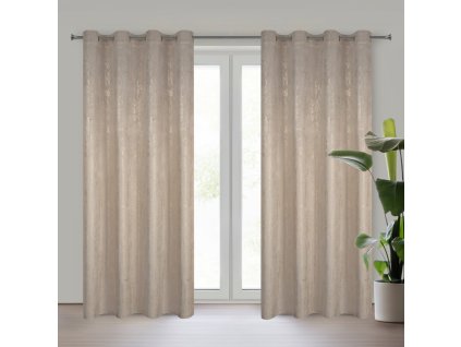Kész bársony függöny fényes nyomattal - bézs