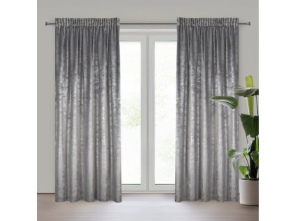 Szürke bársony függöny ezüst mintával