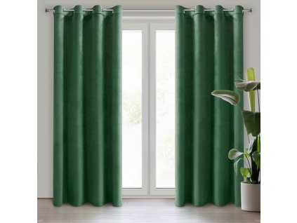 367130 komplet 2ks tmavozelenych zamatovych zavesov darla 140x250cm