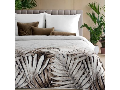 NESSA bársony ágytakaró trópusi levélmintával (Dobási méret (szélesség x hossz) 170x210 cm)
