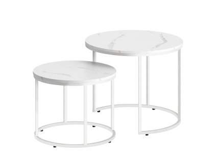 373937 set 2ks kavovych stolikov mramor biele nohy