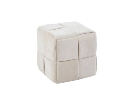 Designer egyszemélyes, zseníliával kárpitozott ülőke kocka formájában, bézs színben
