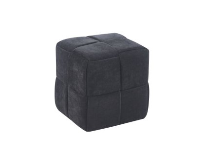 Designer, egyszemélyes, zseníliával kárpitozott ülőke kocka formájában, fekete színben