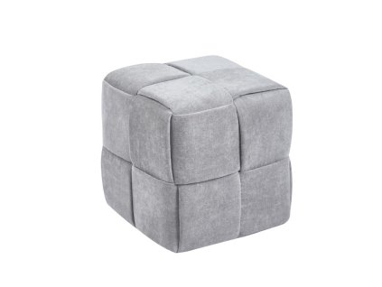 Designer együléses, zseníliával kárpitozott ülőke kocka formájában, szürke