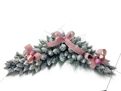 Karácsonyi füzér havas púderrózsaszín ÚJ
