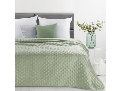 Bársony ágytakaró SOFIA 4 világoszöld színben (Dobási méret (szélesség x hossz) 170x210 cm)