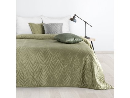 Bársony ágytakaró LUIZ 6 világoszöld színben (Dobási méret (szélesség x hossz) 170x210 cm)