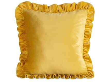 377970 zamatova obliecka na vankus s volanmi brenda 45x45cm horcicovozla