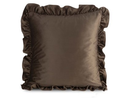 378387 zamatova obliecka na vankus s volanmi brenda 45x45cm hneda